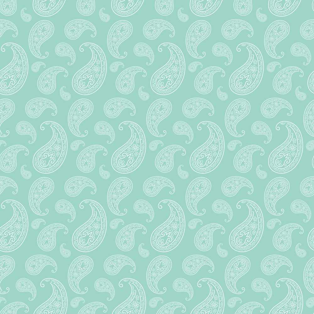 Ocean Teal Paisley Decorative Floral Wildflower Pattern Botanical