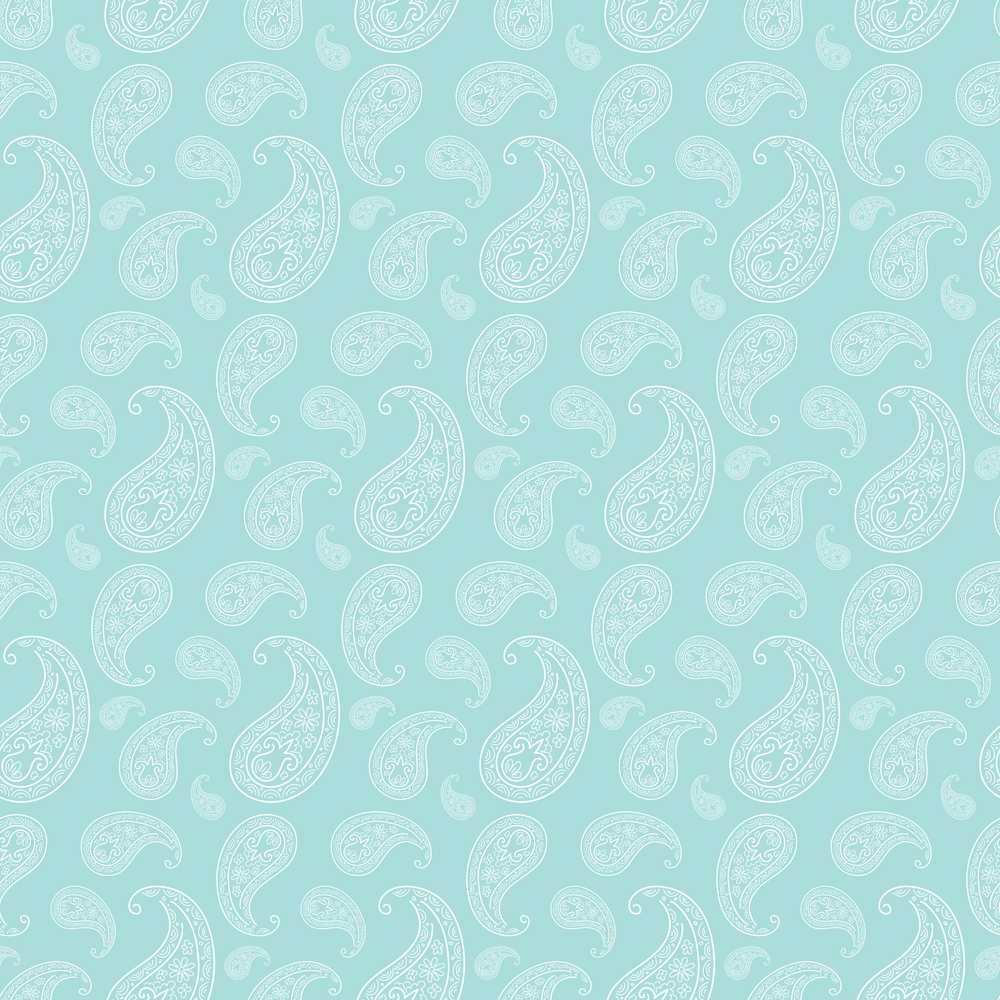 Soft Aqua Paisley Decorative Bandana Repeat Pattern Design