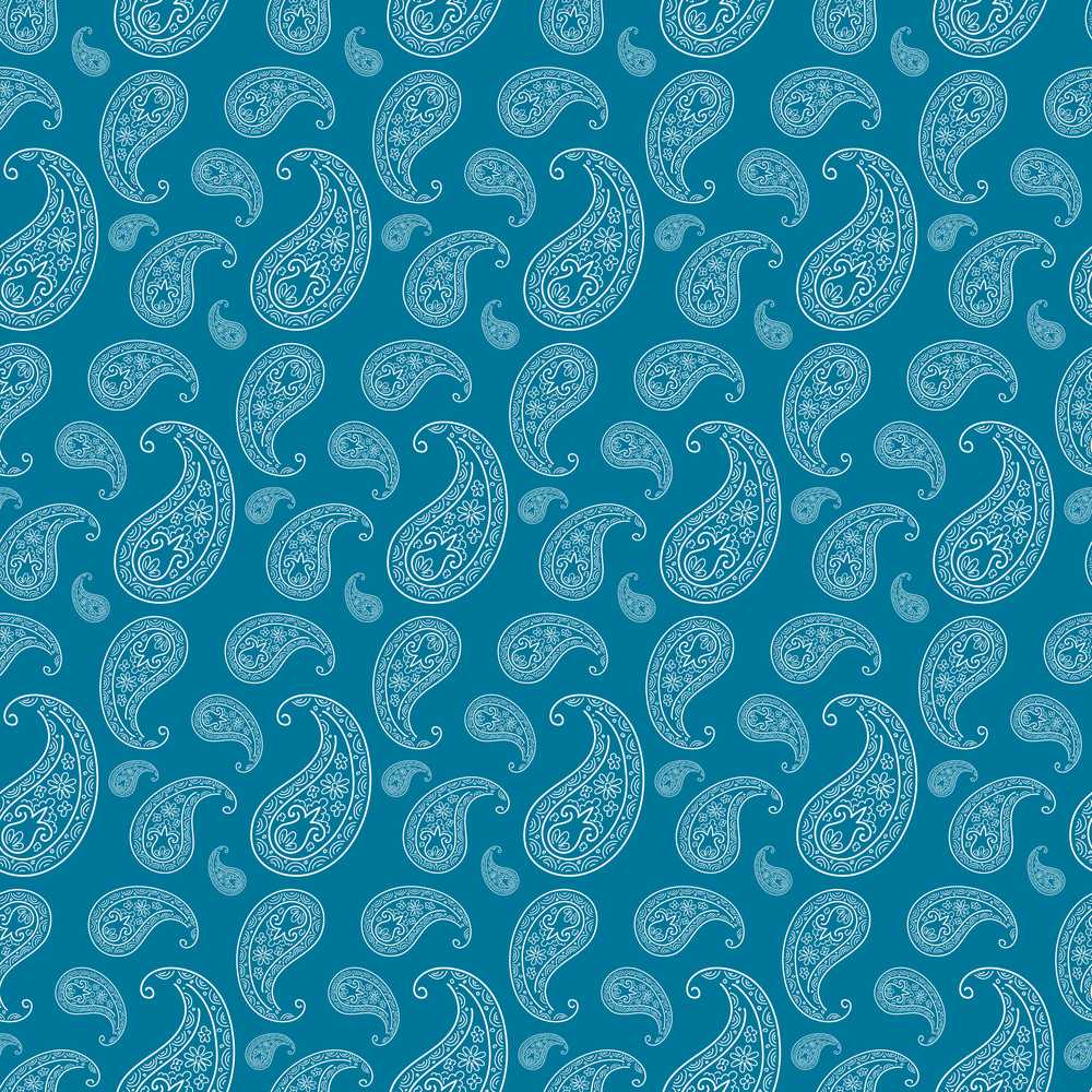 Deep Teal Paisley Floral Bandana Wildflower Pattern Botanical