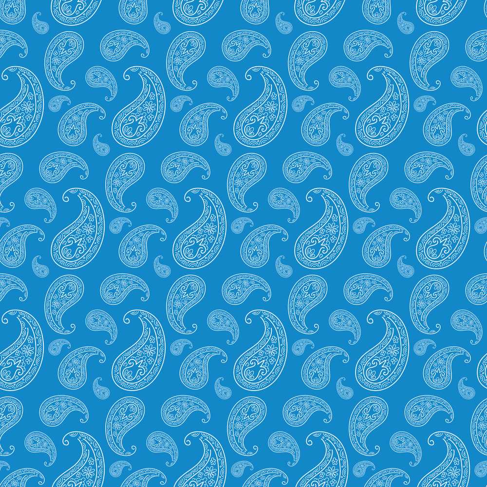 Rich Blue Paisley Vintage Bandana Decorative Repeat Pattern