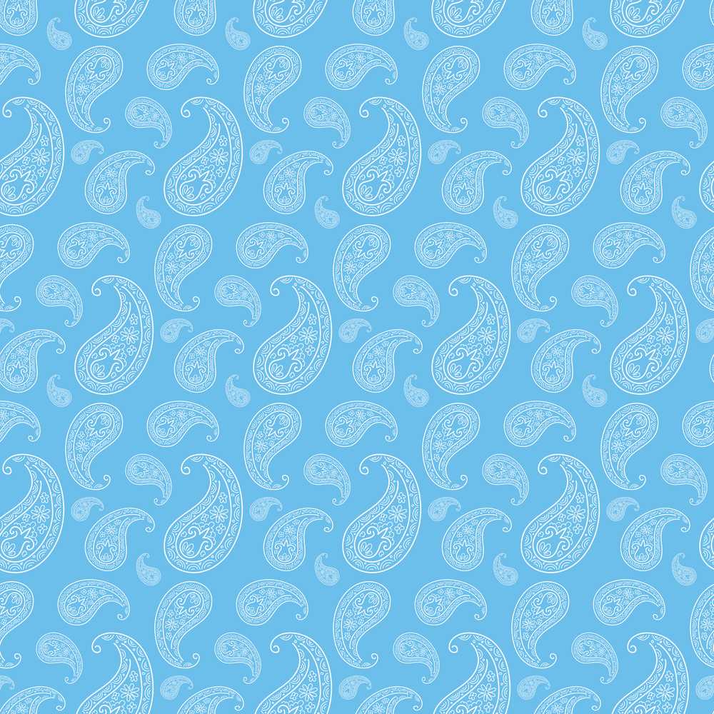 Soft Sky Blue Paisley Decorative Floral Wildflower Pattern Botanical