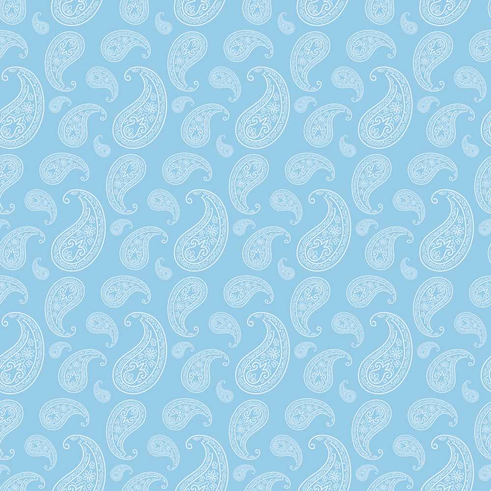 Light Aqua Paisley Ornamental Bandana Decorative Repeat Pattern