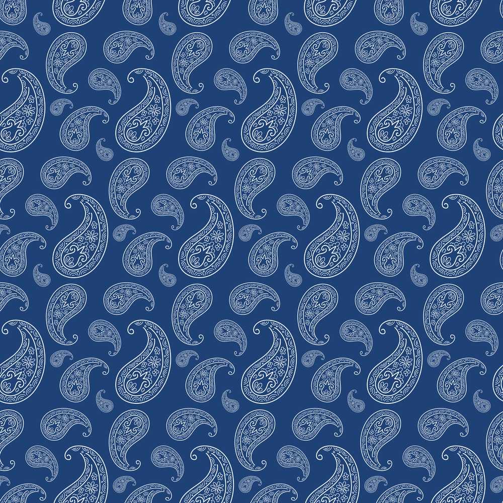 Navy Blue Paisley Classic Ornamental Decorative Repeat Pattern