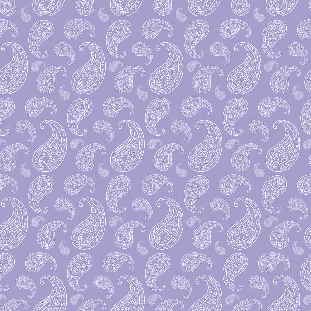 Classic White Paisley Pattern on Light Lavender Background
