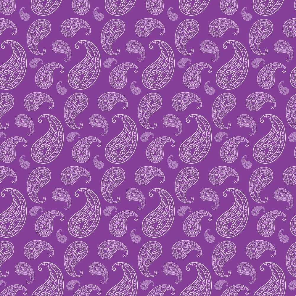 Classic White Paisley Motif on Rich Violet Purple Background