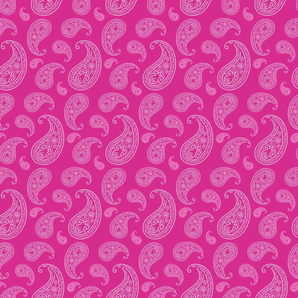 Elegant White Paisley Floral Pattern on Bright Pink Gradient