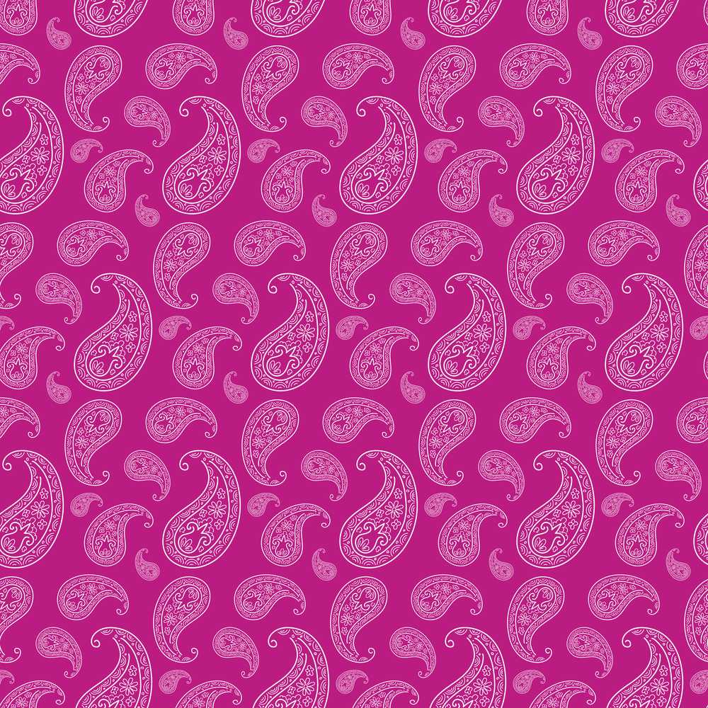 Classic White Paisley on Vibrant Fuchsia Pink Background