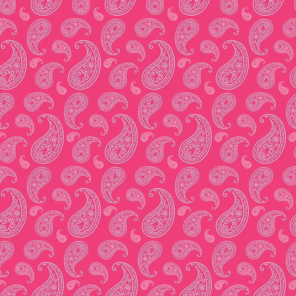Intricate White Paisley Motif on Vibrant Rose Pink Gradient
