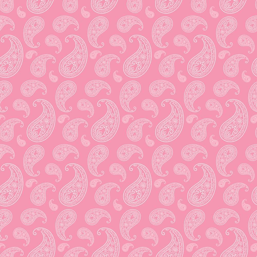 Vintage White Paisley Floral Pattern on Pale Pink Gradient