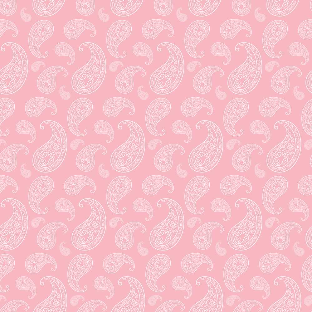 Ornate White Paisley Motif on Soft Peach Pink Background