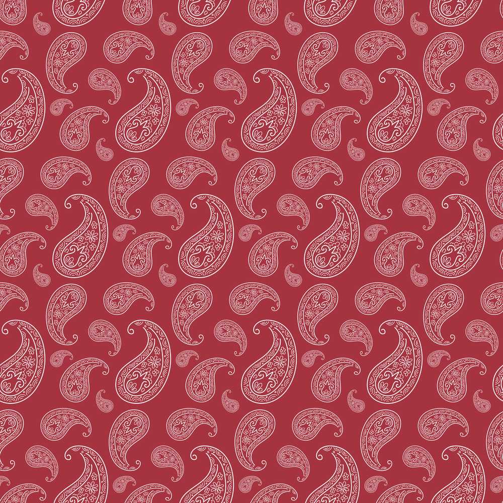 Elegant White Paisley Pattern Red Background Decorative Repeat