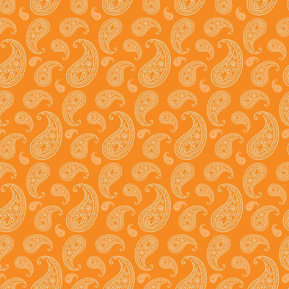 Elegant White Paisley Pattern Deep Orange Gradient Background