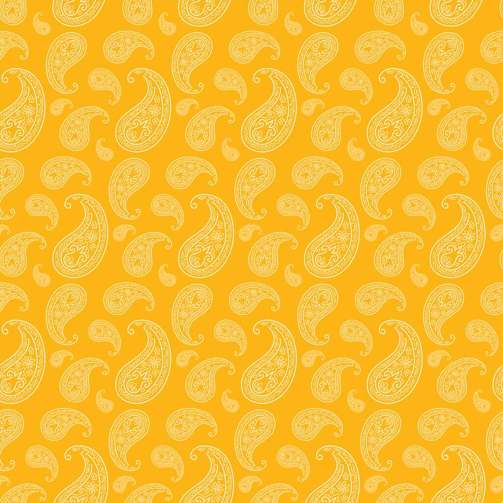 Elegant White Paisley Pattern Yellow Gradient Background Decorative