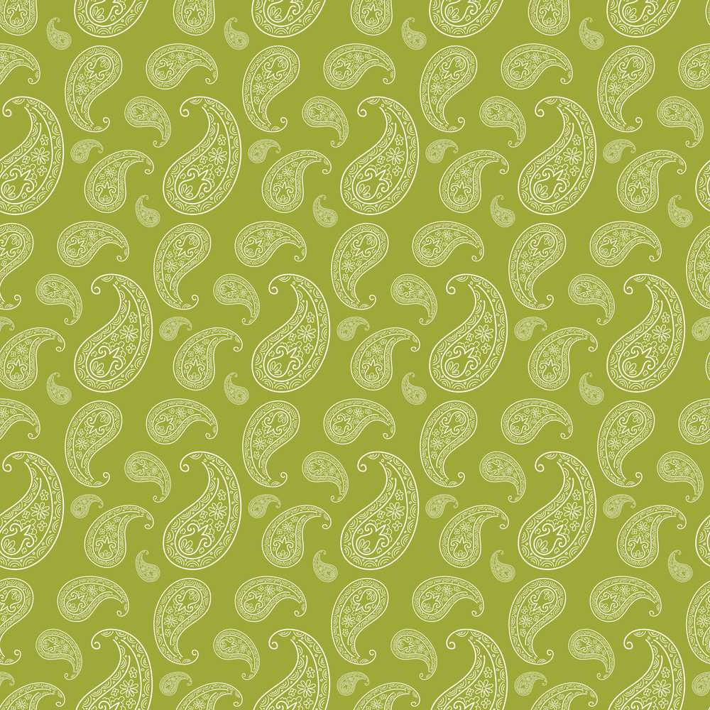 Elegant White Paisley Pattern Olive Green Gradient Background