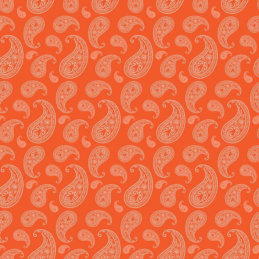 Elegant White Paisley Pattern Sunset Orange Gradient Background