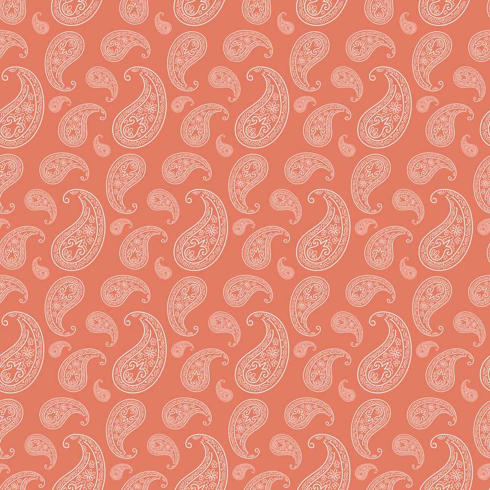 Elegant White Paisley Pattern Warm Coral Gradient Background