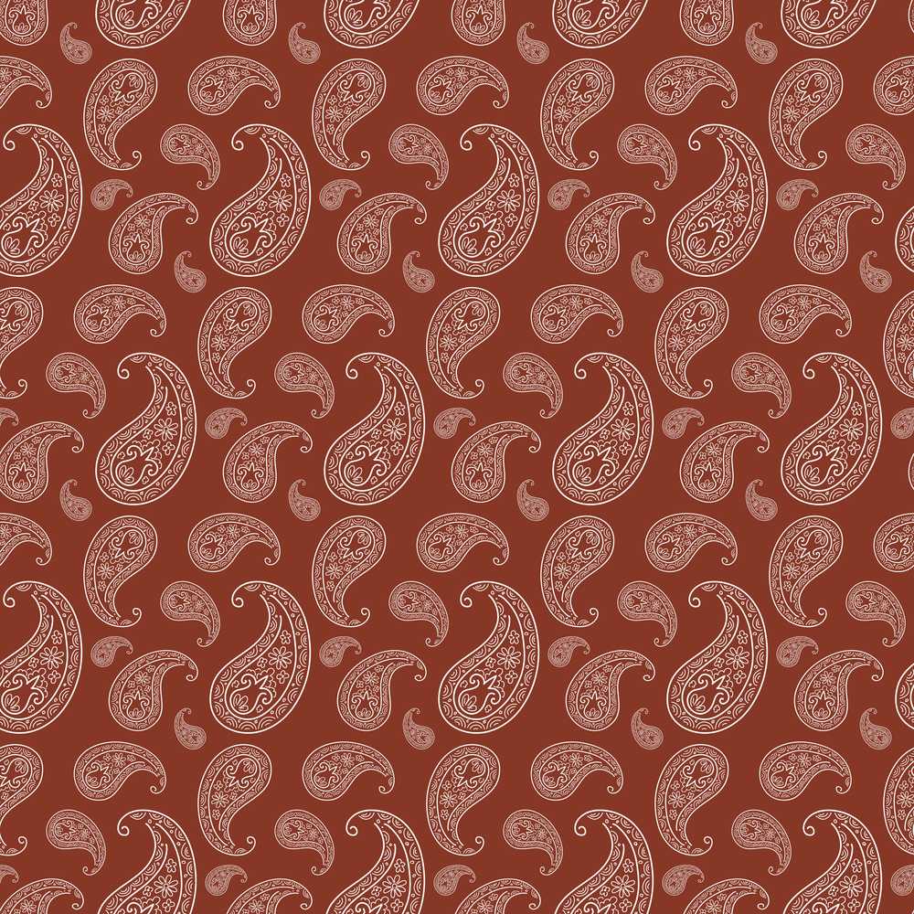Elegant White Paisley Pattern Deep Rust Brown Gradient Background