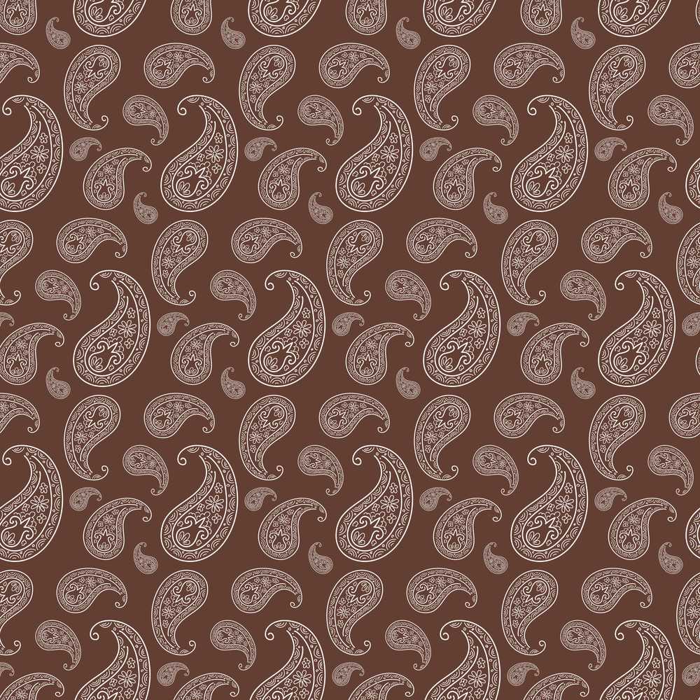 Elegant White Paisley Pattern Dark Cocoa Brown Gradient Background