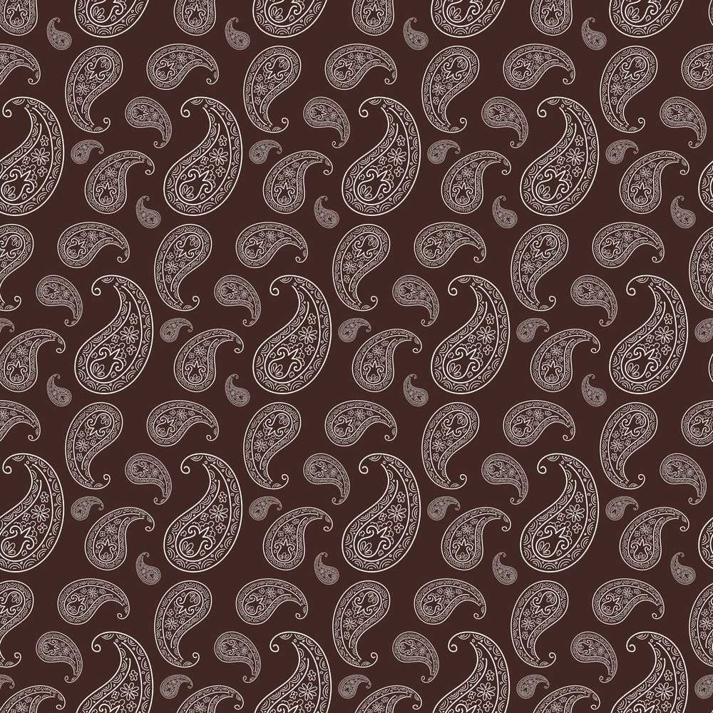 Elegant White Paisley Pattern Deep Chocolate Brown Gradient Background