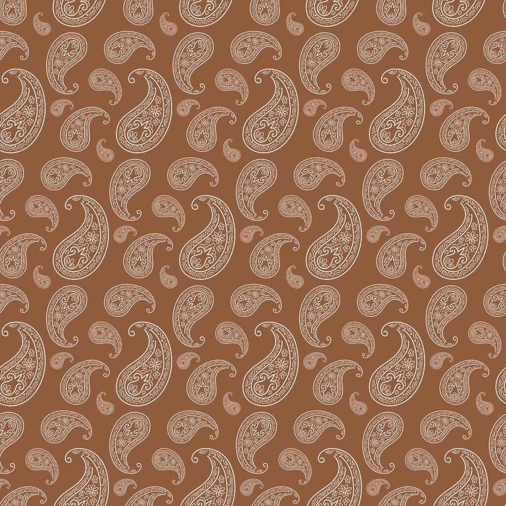 Elegant White Paisley Pattern Warm Caramel Brown Gradient Background