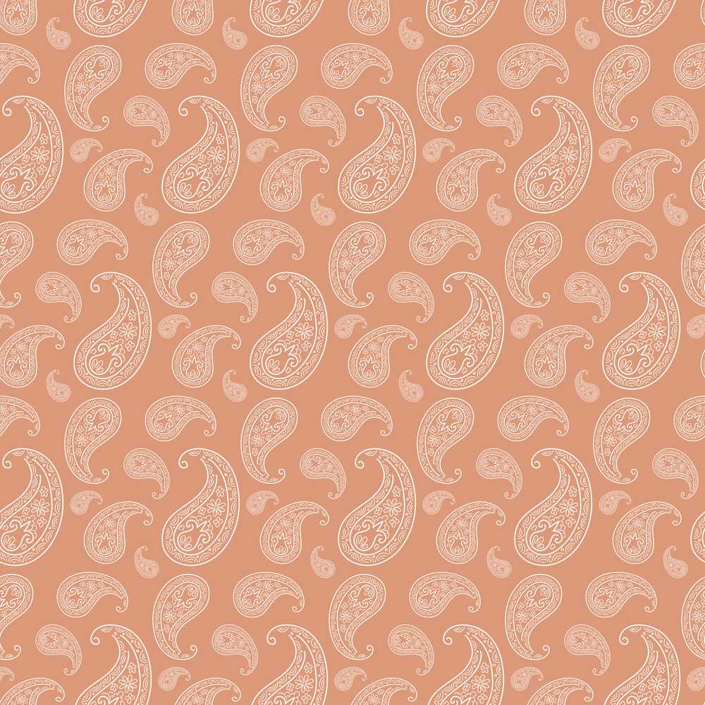 Elegant White Paisley Pattern Warm Beige Brown Gradient Background