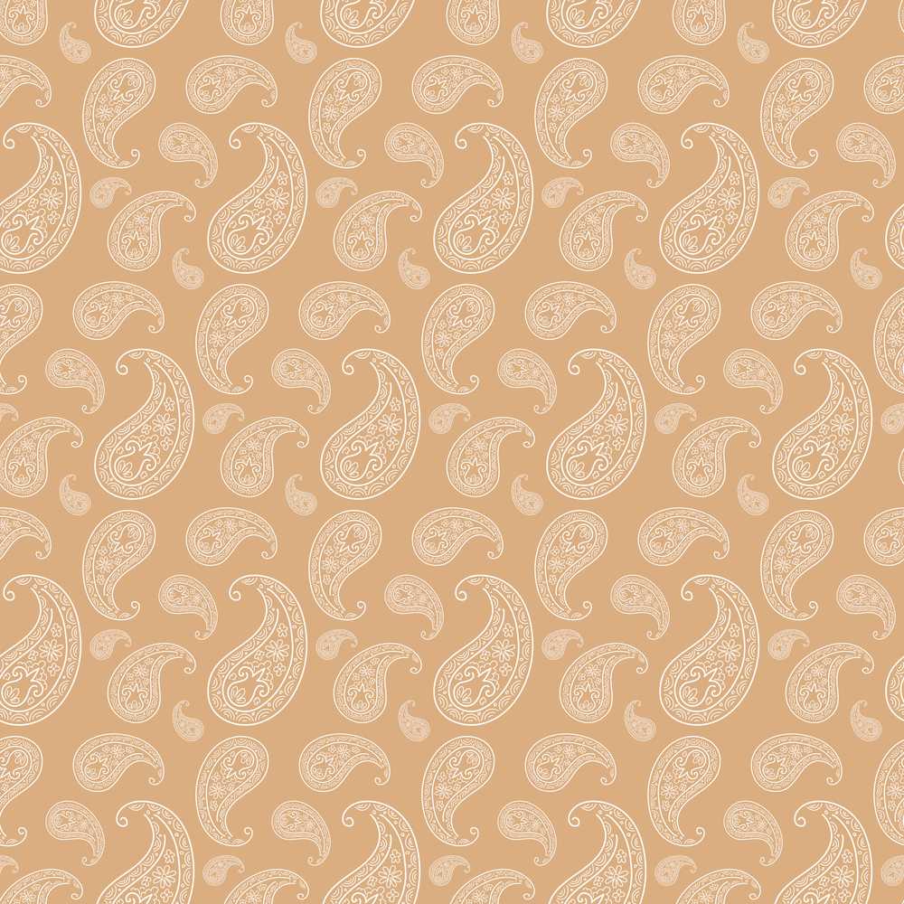 Elegant White Paisley Pattern Soft Golden Beige Gradient Background