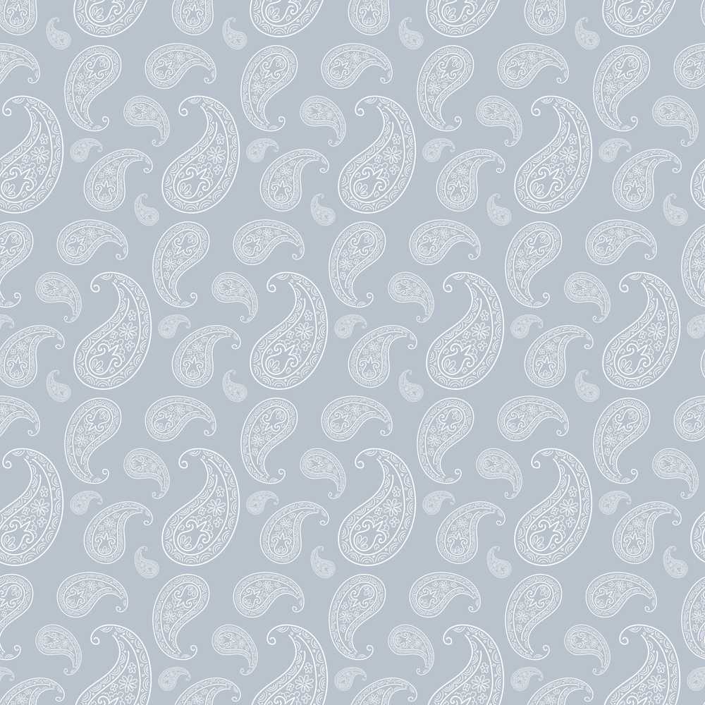 Elegant White Paisley Pattern Cool Steel Grey Gradient Background