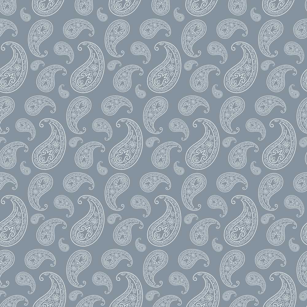 Elegant White Paisley Pattern Muted Slate Grey Gradient Background