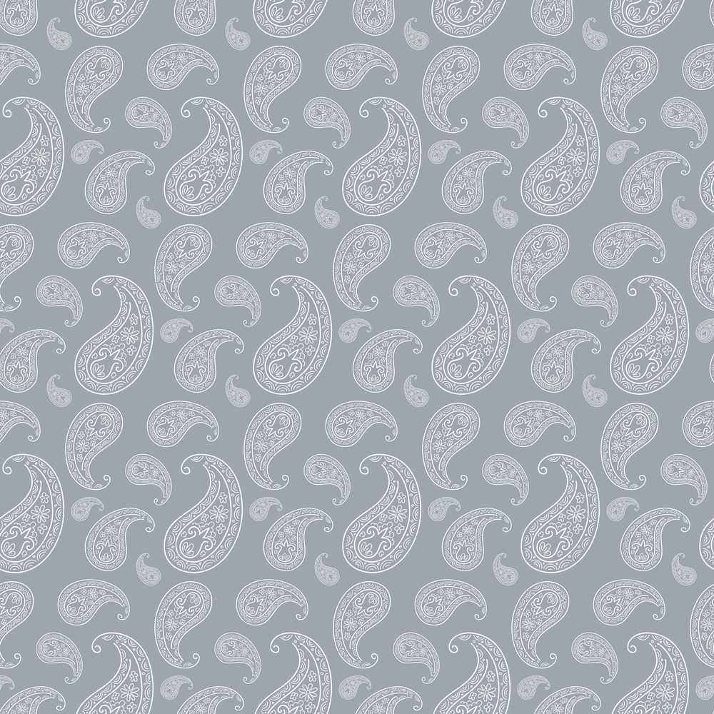 Elegant White Paisley Pattern Deep Charcoal Grey Gradient Background