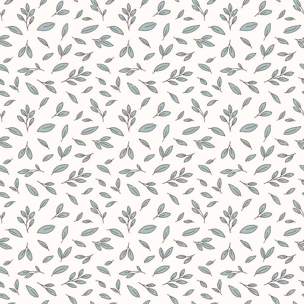 Minimalist Blue Leaf Sprig Pattern Soft Neutral Background Wildflower
