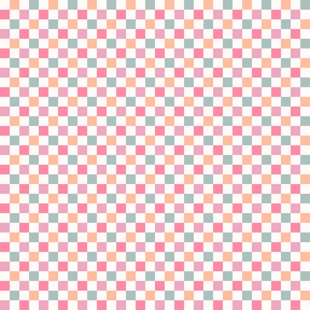 Cute Pastel Gingham Check Pattern Soft Pink Blue Peach Background
