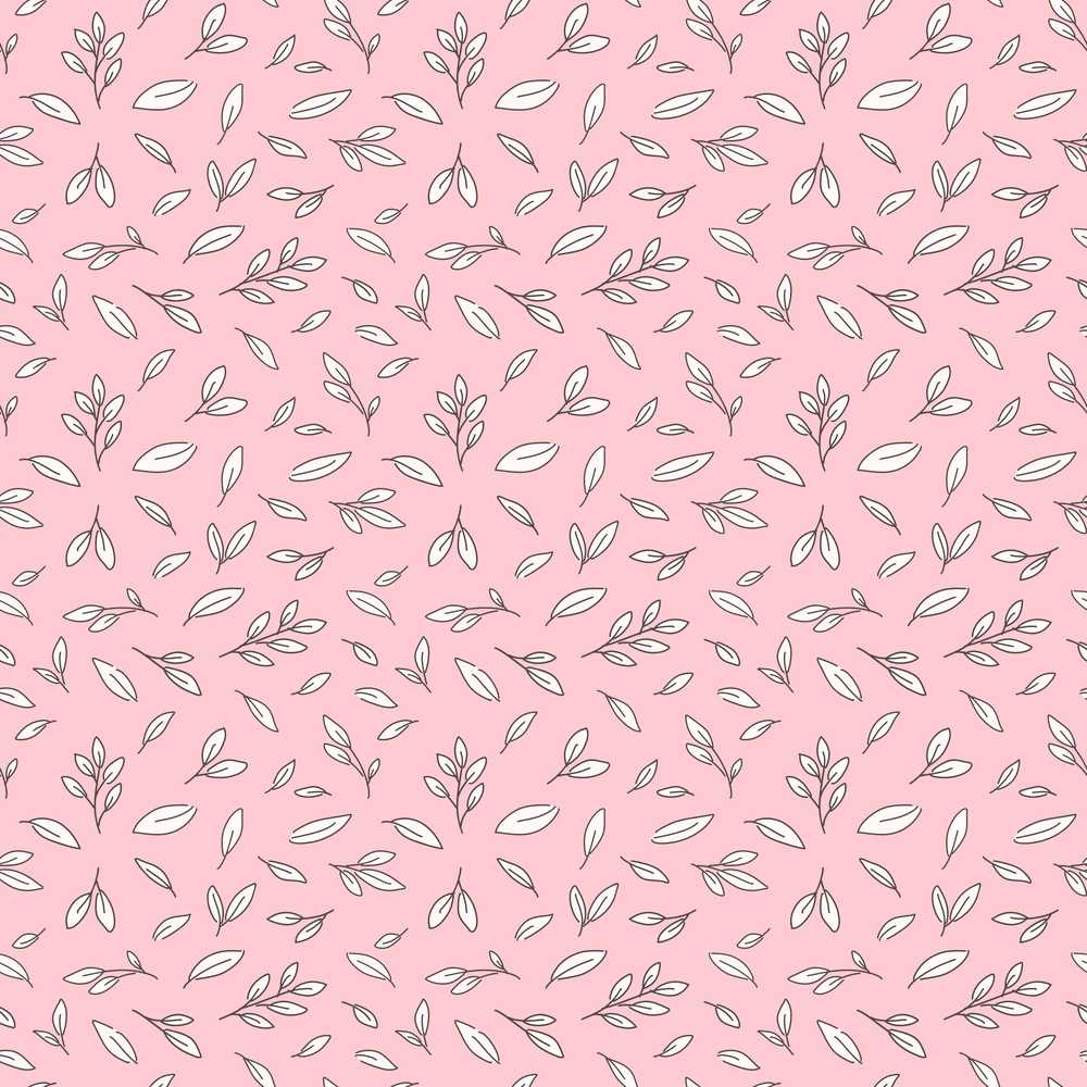 Minimalist Leaf Sprig Pattern Soft Blush Pink Background Wildflower