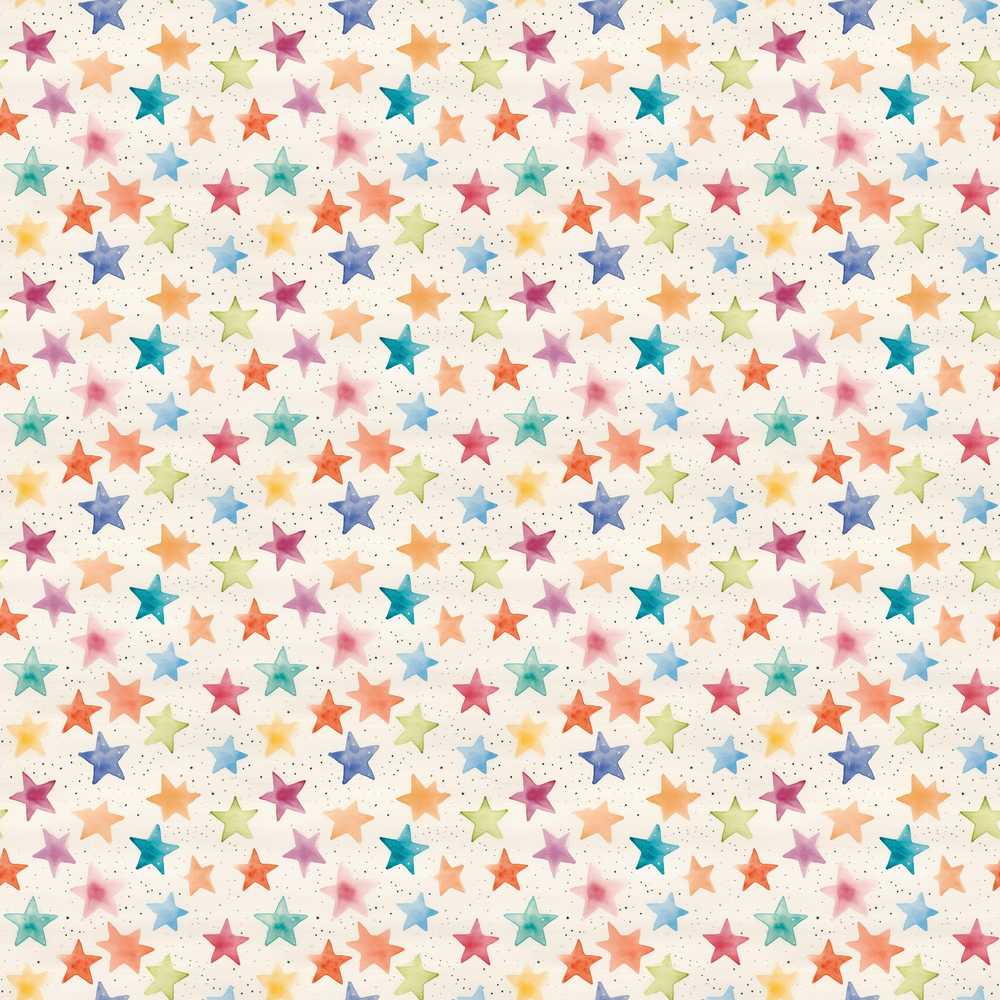 Colorful Watercolor Stars Soft Pastel Decorative Repeat Pattern