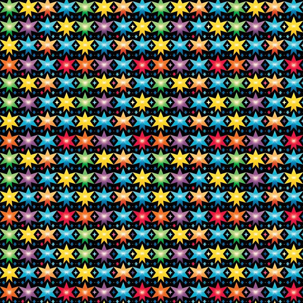 Bright Rainbow Star Geometric Repeat Pattern Decorative Design