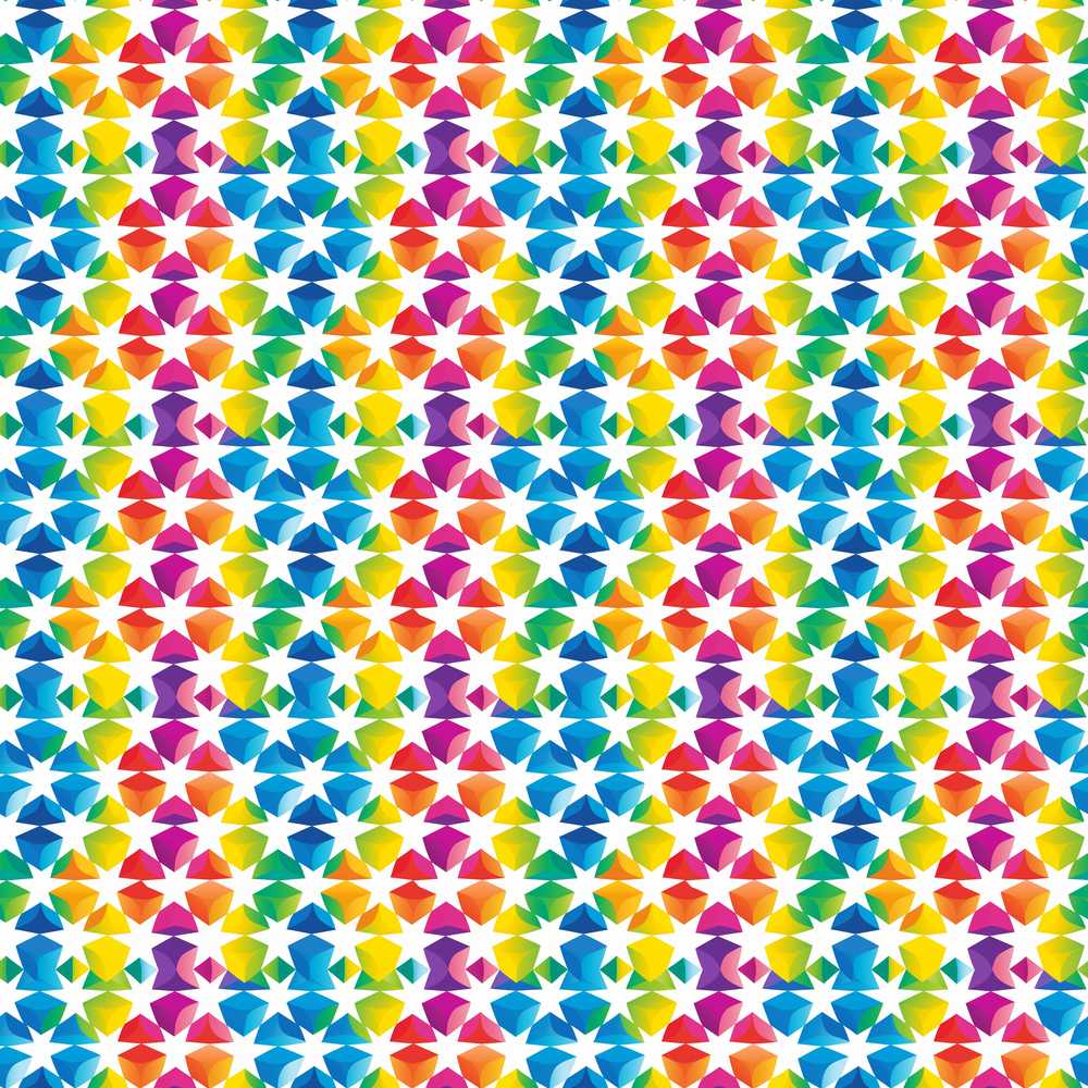 Geometric Rainbow Star Tile Repeat Pattern Decorative Design