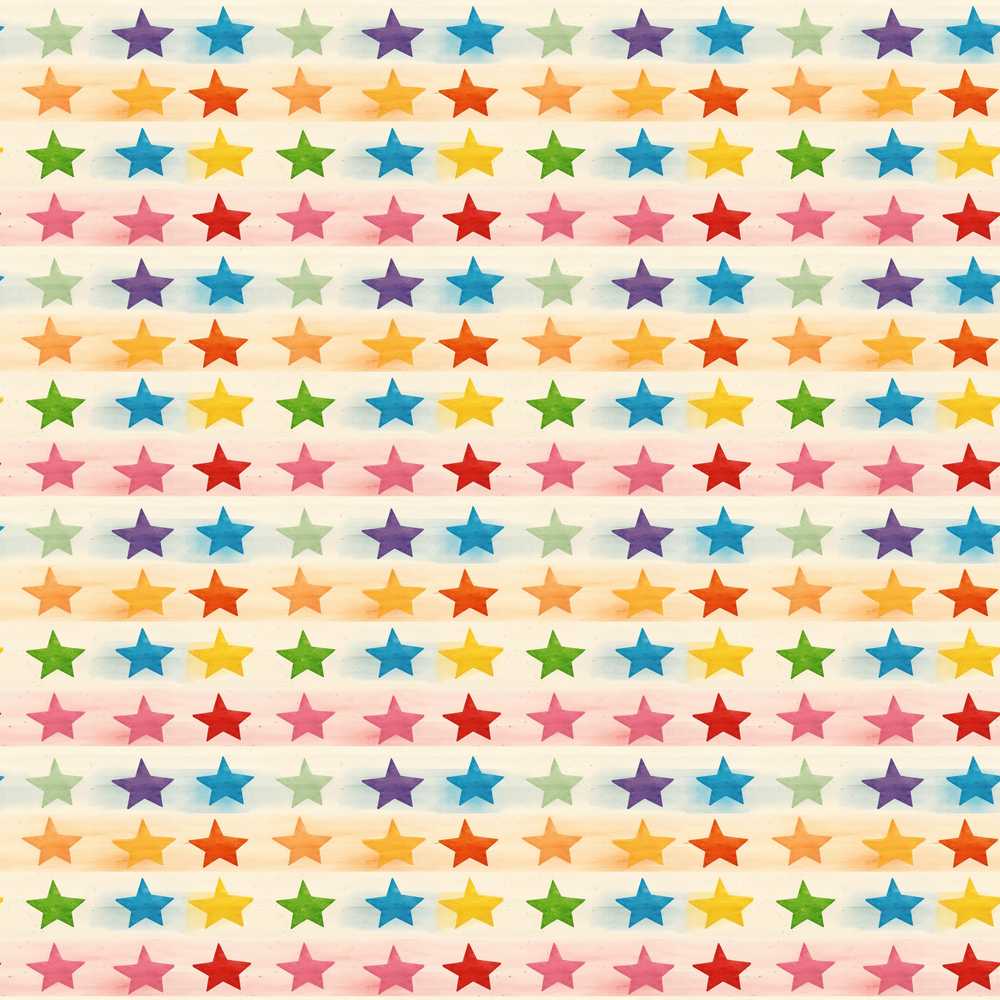 Watercolor Stripe Rainbow Stars Soft Pastel Repeat Pattern