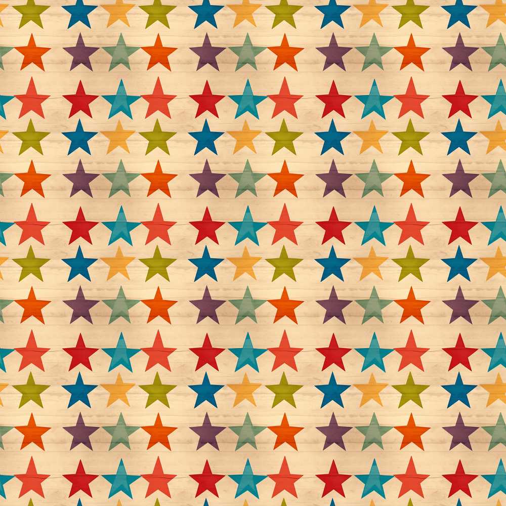 Rustic Wooden Background Colorful Stars Vintage Decorative Repeat