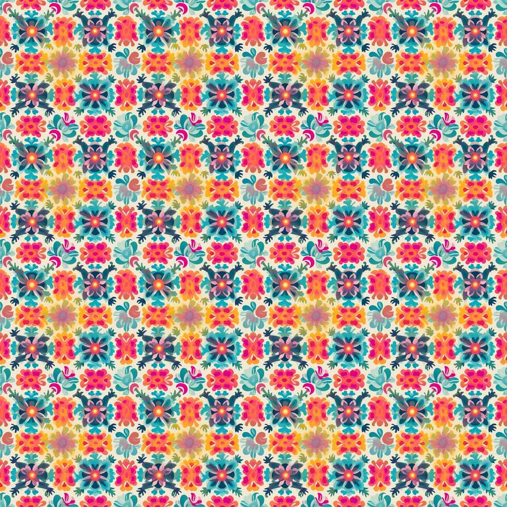 Boho Floral Folk Garden Vibrant Bloom Wildflower Pattern Botanical