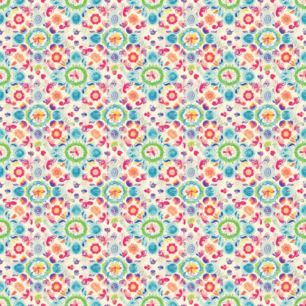 Watercolor Boho Floral Pastel Medallion Soft Wildflower Pattern Botanical