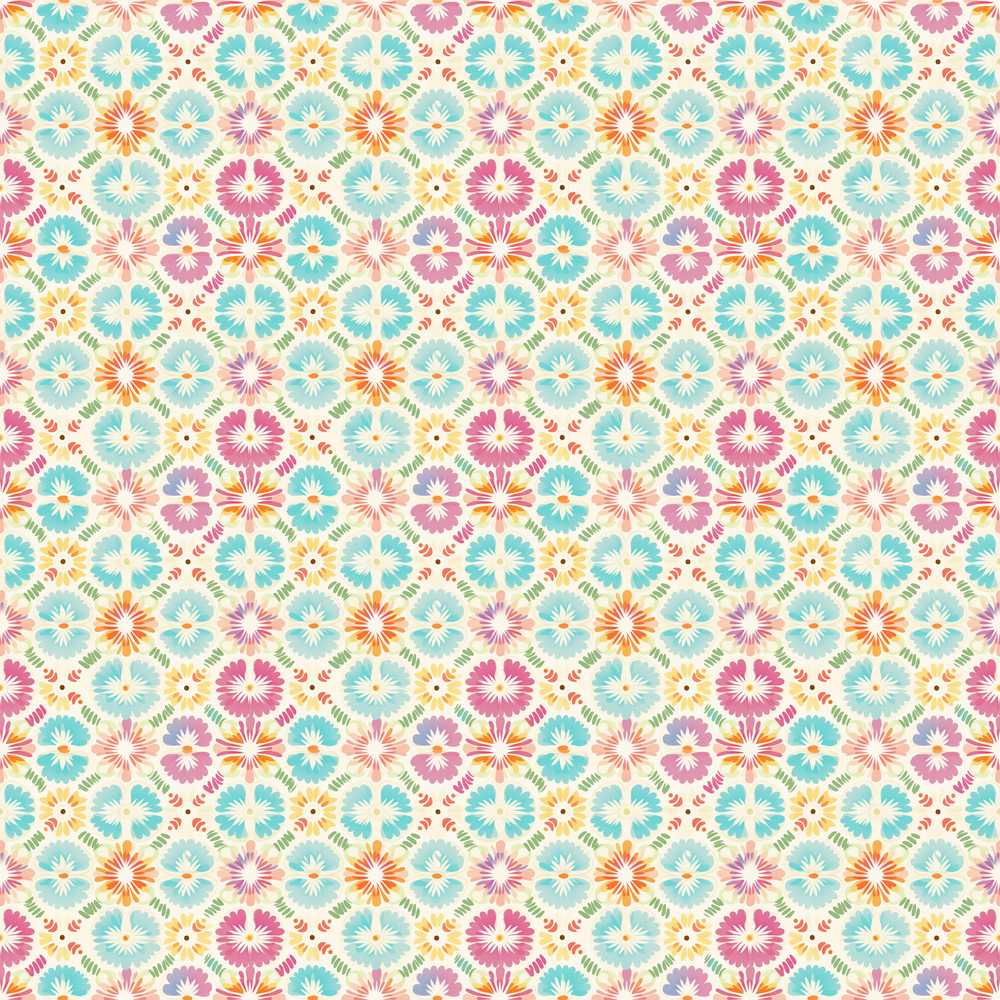 Delicate Pastel Floral Tile Garden Wildflower Pattern Botanical