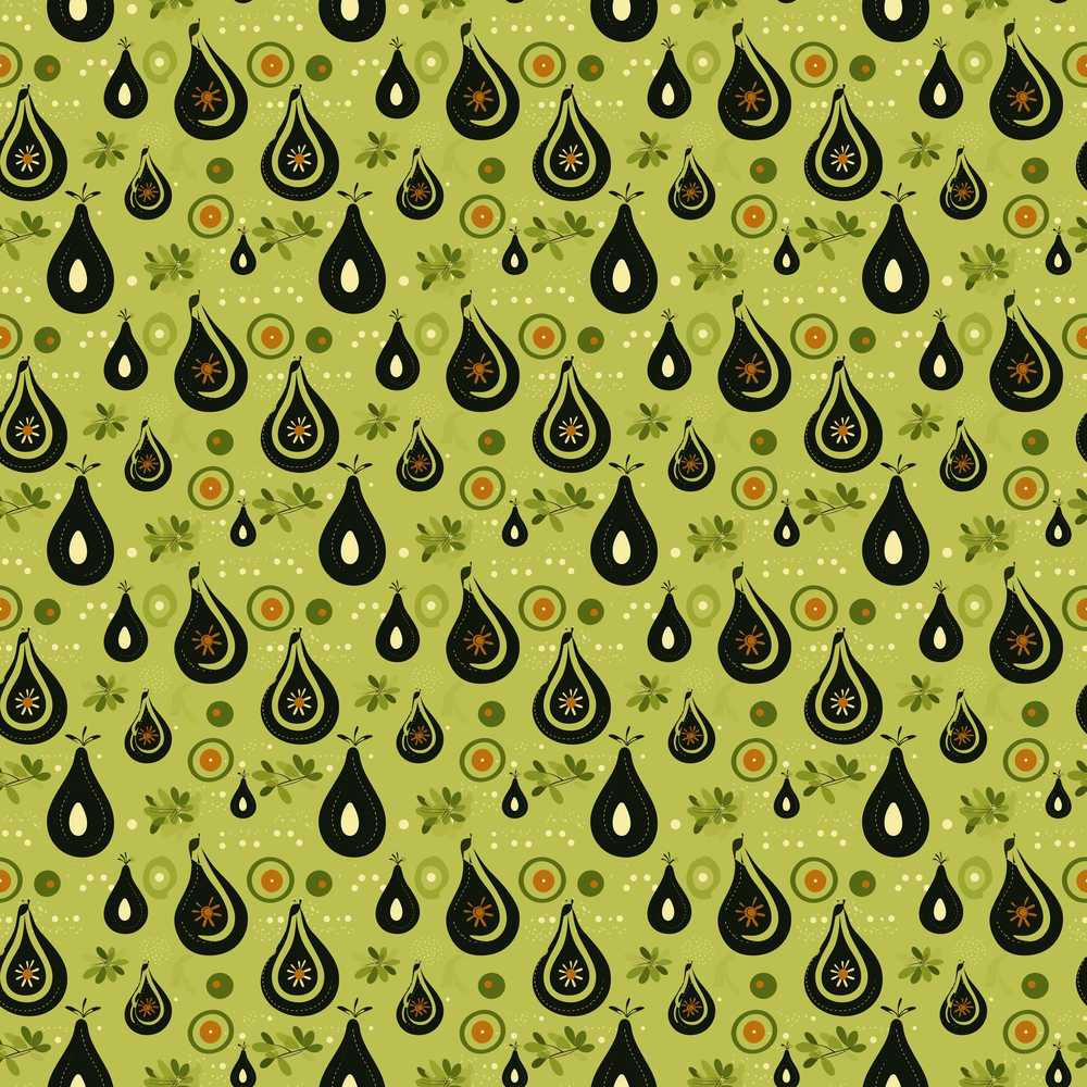 Avocado Fruit Minimal Olive Green Illustration Repeat Pattern