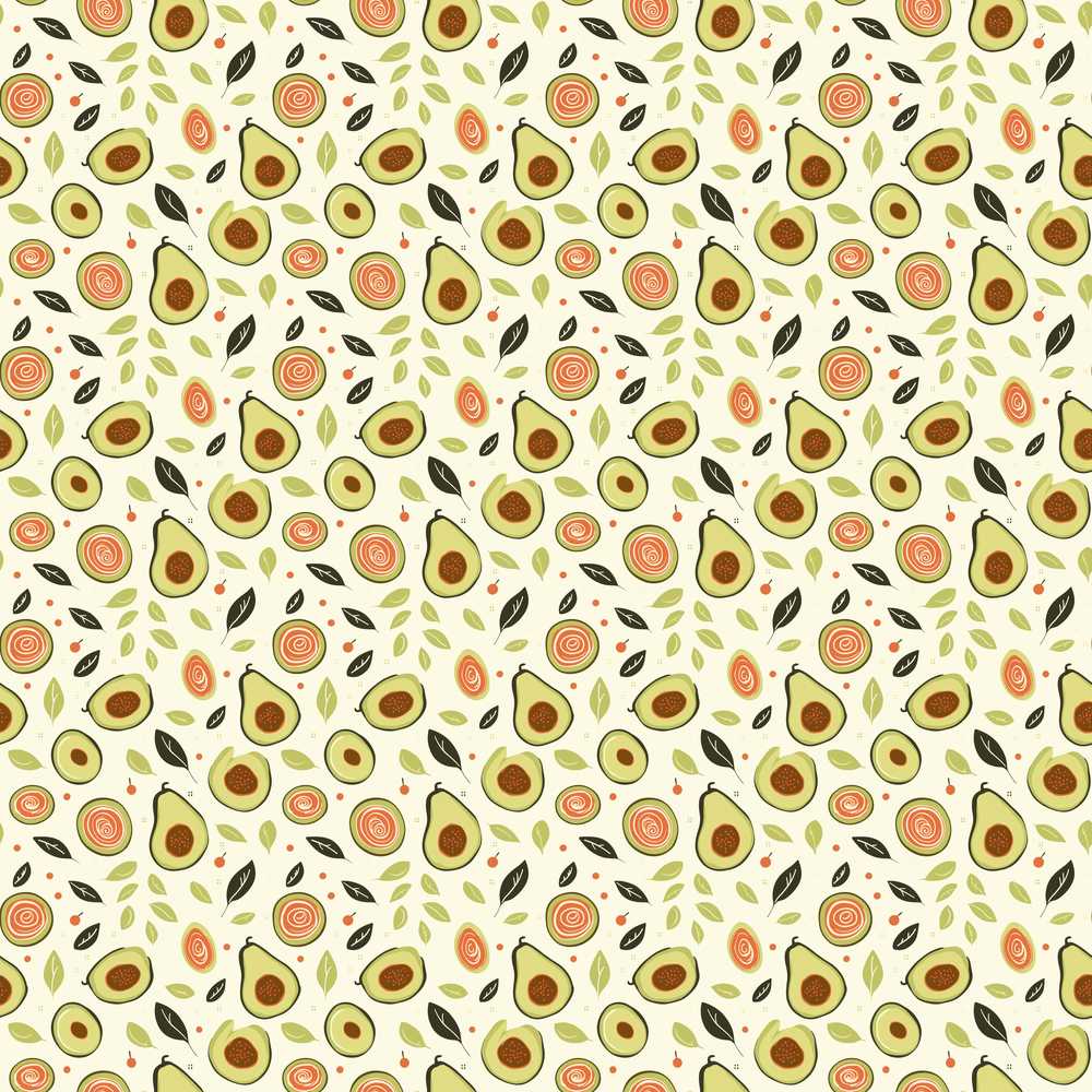 Scandinavian Avocado Fruit Soft Neutral Illustration Repeat Pattern