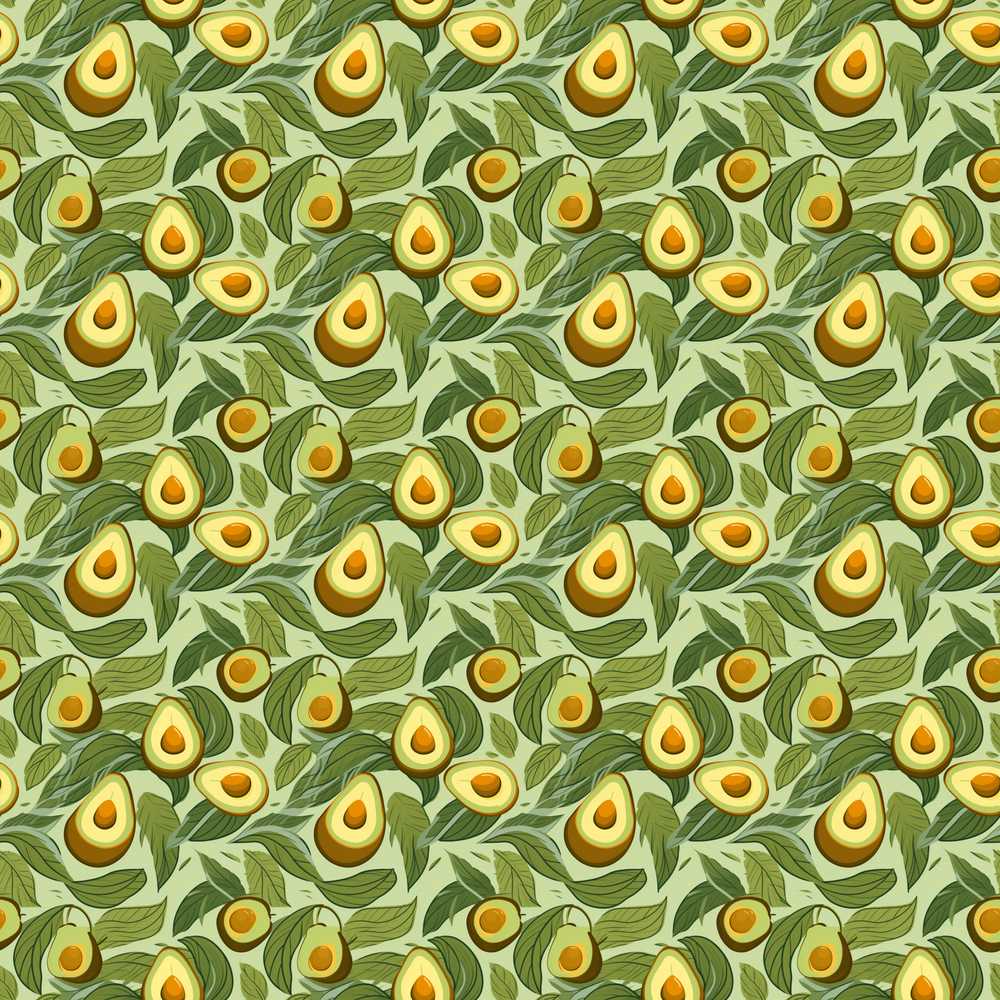 Vintage Avocado Leaves Botanical Wildflower Pattern Decorative