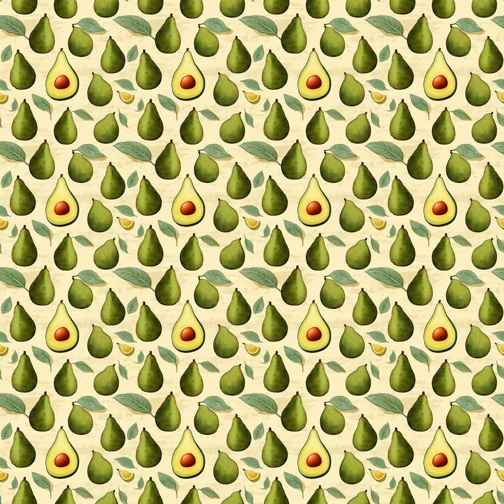 Classic Avocado Vintage Illustration Decorative Repeat Pattern Design