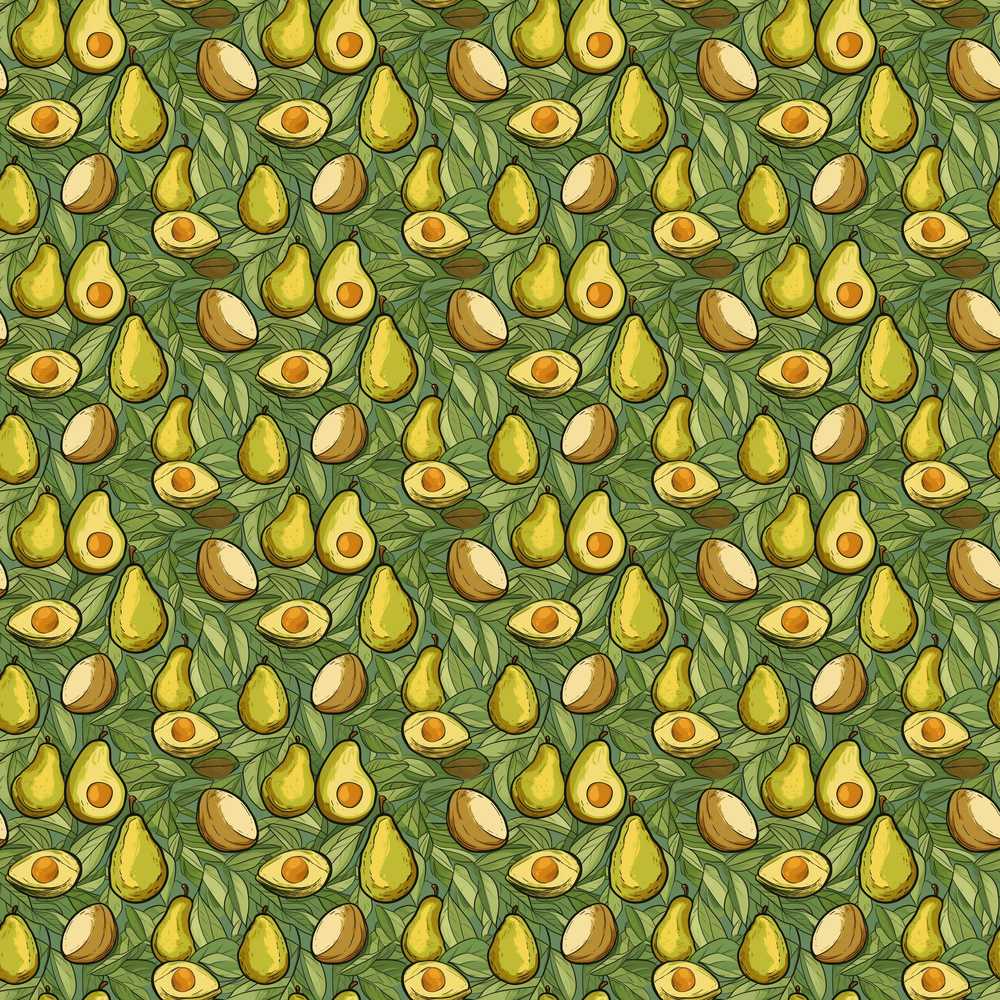 Botanical Avocado Garden Wildflower Pattern Decorative Illustration
