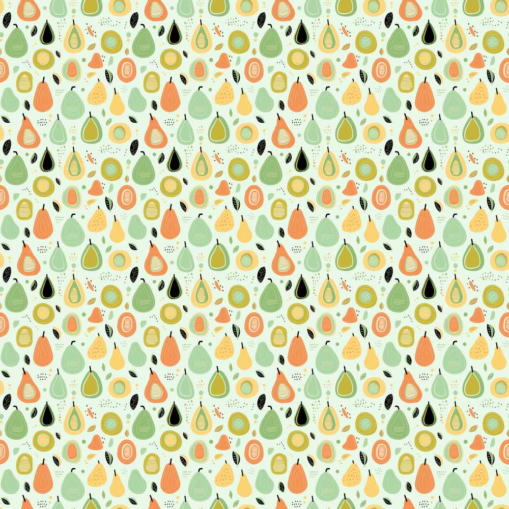 Pastel Pear Fruit Soft Scandinavian Illustration Repeat Pattern