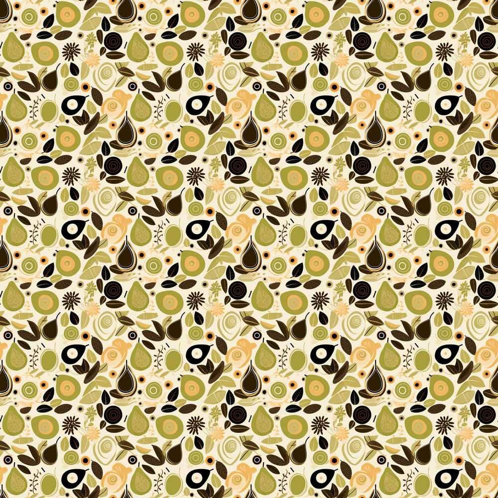 Earthy Botanical Avocado Floral Wildflower Pattern Decorative