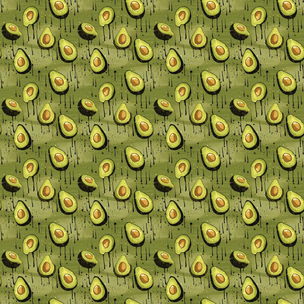 Grunge Avocado Drip Artistic Decorative Repeat Pattern Design