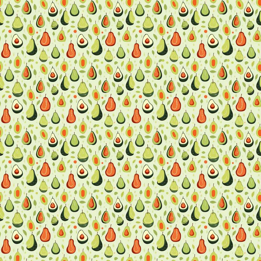 Cute Pear and Avocado Minimal Decorative Repeat Pattern