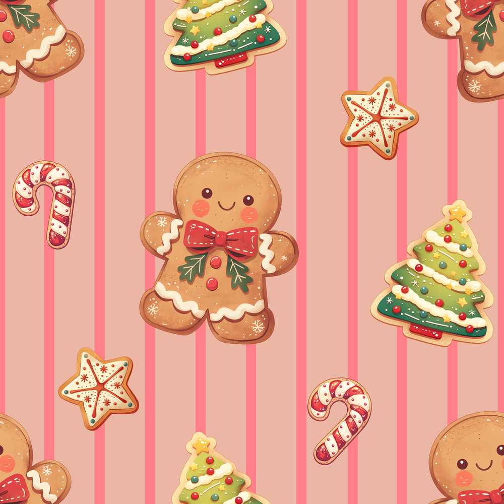 Cute Gingerbread Christmas Cookies Festive Holiday Seasonal Pattern